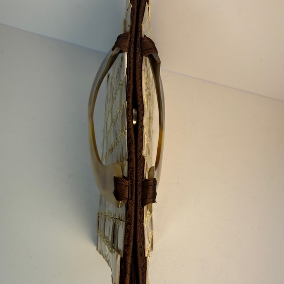 Mother Of Pearl VTG Tile Lucite Handle Top Handle Handbag Purse Small Tote - Picture 5 of 9